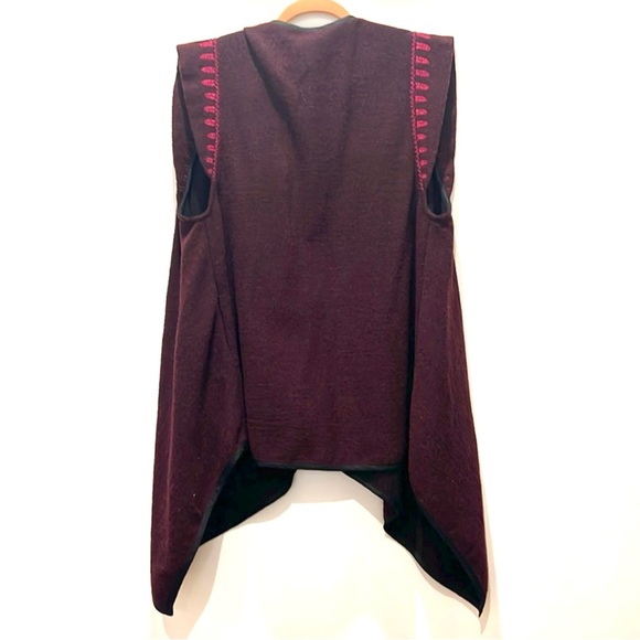 Casilda Mut 100% Wool Open Cardigan with pockets, pink & purple one size boho - Picture 2 of 12